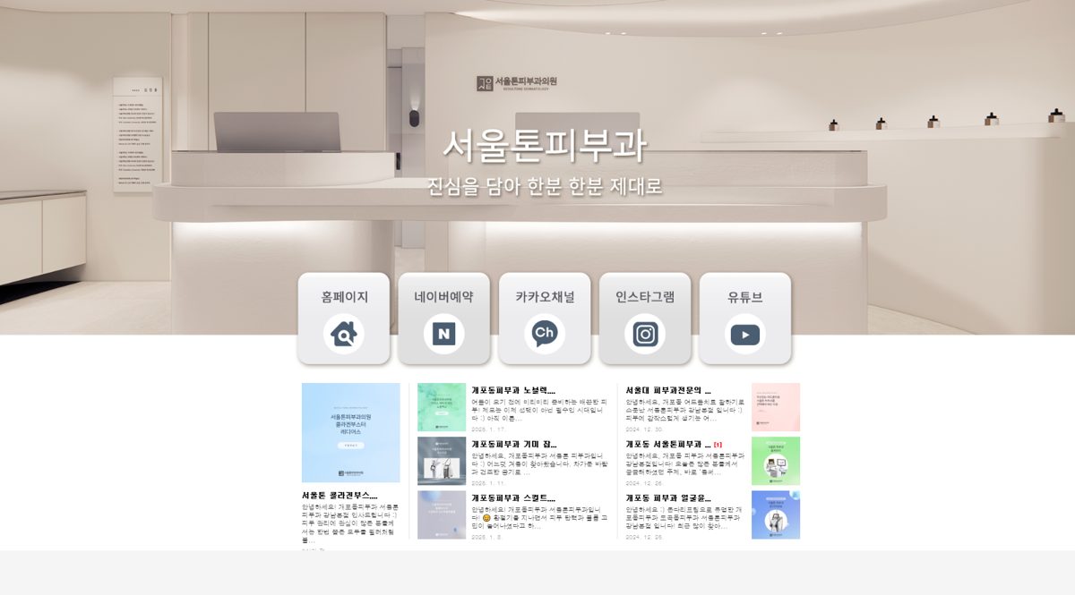 서울톤피부과의원 홈페이지형 브랜드 블로그 포트폴리오